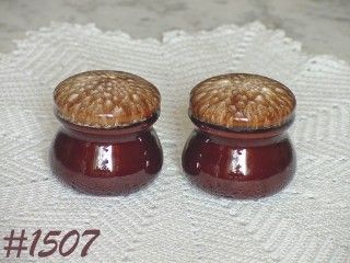 McCOY POTTERY BROWN DRIP STUBBY SALT AND PEPPER SET