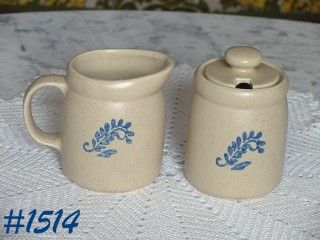 McCOY POTTERY -- BLUEFIELD CREAMER AND SUGAR WITH LID