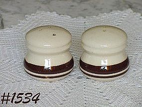 McCOY POTTERY -- STONECRAFT SHAKER SET (BROWN STRIPE)