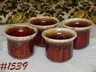 McCOY POTTERY SET OF 4 BROWN DRIP INDIVIDUAL SOUFFLE BOWLS DISHES