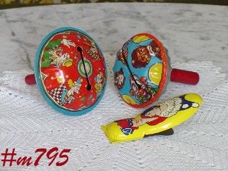 VINTAGE TOYS TWO METAL NOISEMAKERS AND 1 METAL CLICKER NOISEMAKER