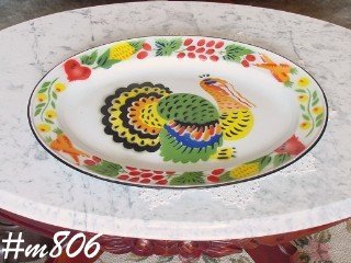 VINTAGE COLORFUL ENAMELWARE TURKEY PLATTER