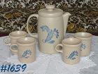 McCOY POTTERY VINTAGE BLUEFIELD COFFEE SERVER AND FOUR CUPS