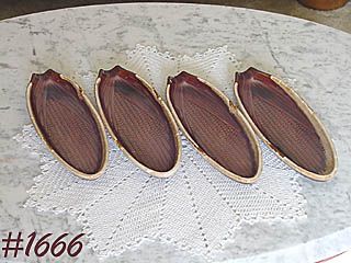 McCOY POTTERY -- BROWN DRIP CORN PLATES/SERVERS (4)