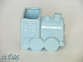 SHAWNEE POTTERY -- TRAIN ENGINE PLANTER (BLUE)