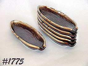 McCOY POTTERY -- BROWN DRIP CORN HOLDERS (6)