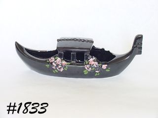 McCoy Potttery Gondola Planter Black with Floral