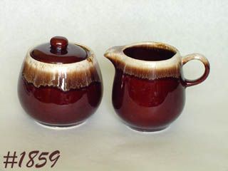 McCoy Pottery Brown Drip Creamer and Sugar with Lid