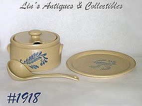 McCOY POTTERY -- BLUEFIELD TUREEN, LADLE, & UNDERPLATE