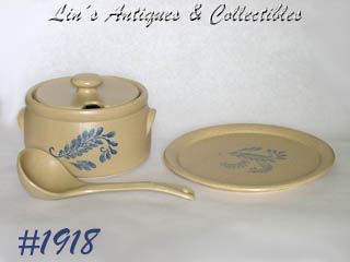 McCOY POTTERY -- BLUEFIELD TUREEN, LADLE, & UNDERPLATE