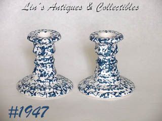 McCoy Pottery Blue Country Candle Holder Pair