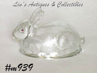 Vintage Sitting Rabbit Glass Candy Container