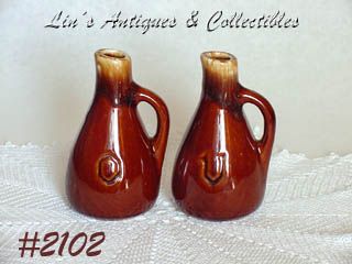 McCOY POTTERY BROWN DRIP VINEGAR AND OIL CRUET SET