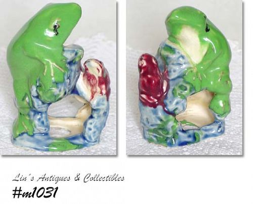 Vintage Aquarium Accessory Two Colorful Frogs