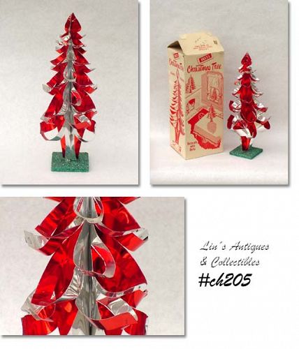 Vintage Delta Red and Silver Aluminum Deco Christmas Tree IOB