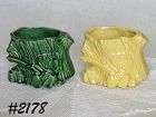 McCoy Pottery Stump Planters Green and Yellow