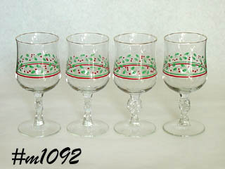 SET 0F 4 HOLLY STEMWARE