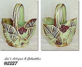 McCOY POTTERY -- LEAVES WITH BERRIES BASKET VASE