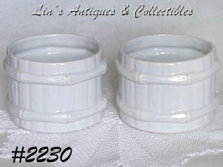 McCoy Pottery Two White Barrel Planters Jardinieres