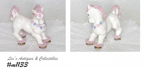 Kreiss White Horse with Pink Spaghetti Figurine