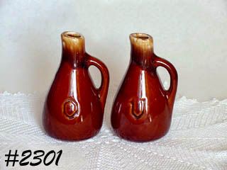 McCOY POTTERY BROWN DRIP VINEGAR AND OIL CRUETS