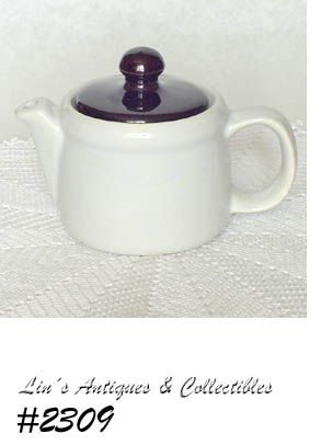 McCoy Pottery White Teapot with Brown Lid