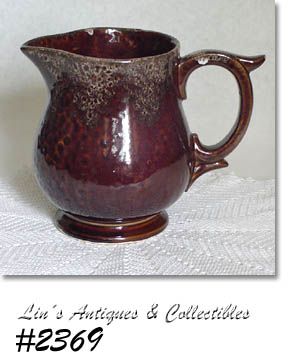 McCOY POTTERY SERVING PITCHER BROWN WITH SPONGEWARE ACCENTS