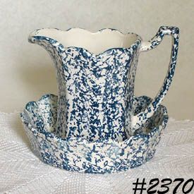 McCoy Pottery Blue Country Pitcher and Bowl