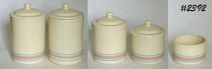 McCoy Pottery Pink and Blue Canister Set