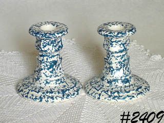 McCoy Pottery Blue Country Candle Holder Pair