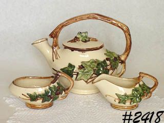 McCoy Pottery Ivy Tea Set Teapot Creamer Sugar