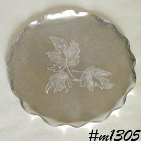 Vintage Aluminum Serving Tray Oak Leaves Design