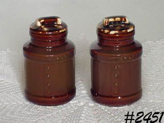 McCoy Pottery Brown Drip Milk Can Shape Shaker Set