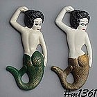 CHALKWARE -- PAIR OF MERMAID WALL PLAQUES