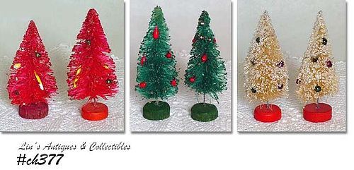 VINTAGE RED, GREEN, AND WHITE BRUSH SMALL SIZE CHRISTMAS TREES