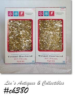 2 BOXES VINTAGE GOLD COLOR TINSEL GARLAND BY GEORGE FRANKE SONS CO!