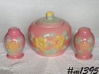 HULL POTTERY VINTAGE SUNGLOW COVERED CONTAINER AND MATCHING SHAKER SET