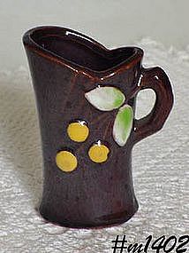 OCCUPIED JAPAN -- MINI PITCHER (BROWN WITH BERRIES)