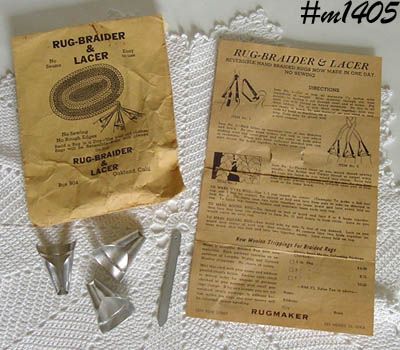 VINTAGE RUG BRAIDER AND LACER WITH ORIGINAL INSTRUCTION SHEET