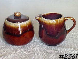 McCOY POTTERY BROWN DRIP CREAMER AND SUGAR WITH LID