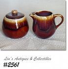 McCOY POTTERY BROWN DRIP CREAMER AND SUGAR WITH LID