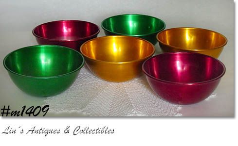 VINTAGE SET OF 6 ROYAL SEALY ALUMINUM ICE CREAM BOWLS