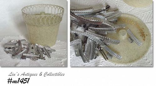 Vintage Curler Hamper with Metal Wave Curlers