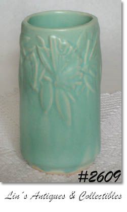 McCoy Pottery Butterfly Line Vase Aqua Color