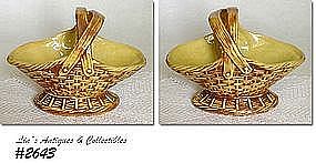 McCOY POTTERY -- BASKET PLANTER (YELLOW AND TAN)