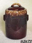 McCOY POTTERY -- BROWN DRIP COOKIE JAR (CYLINDER SHAPE)