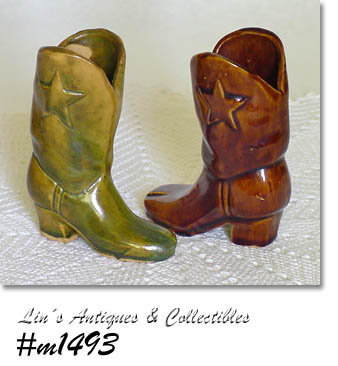 UHL POTTERY -- VINTAGE MINI COWBOY BOOT (TWO AVAILABLE)