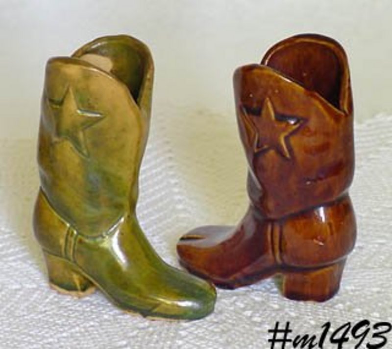 UHL POTTERY -- VINTAGE MINI COWBOY BOOT (TWO AVAILABLE)
