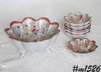 Geisha Girl Porcelain 7 Piece Nut Bowl Set