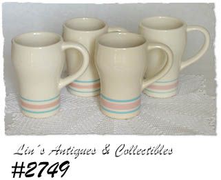 McCoy Pottery Pink and Blue Tall Mugs Set of 4
